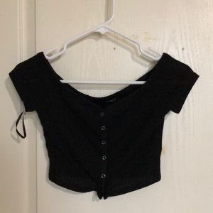 Women's black button down crop top